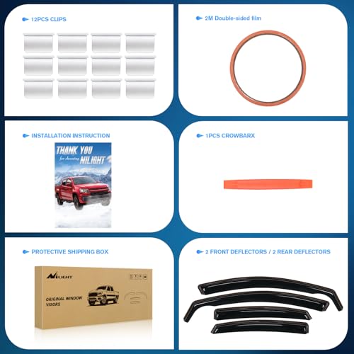 Image of Nilight in-Channel Rain Guards for Kia Forte 2019-2025 Side Windows, 4PCS