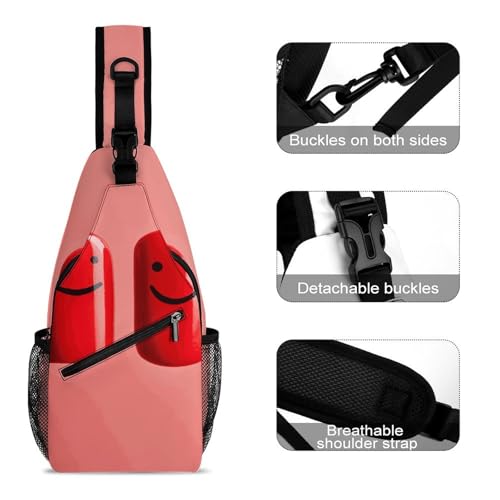 Bolso Sling Crossbody Casual para Senderismo Rojo miniatura 3