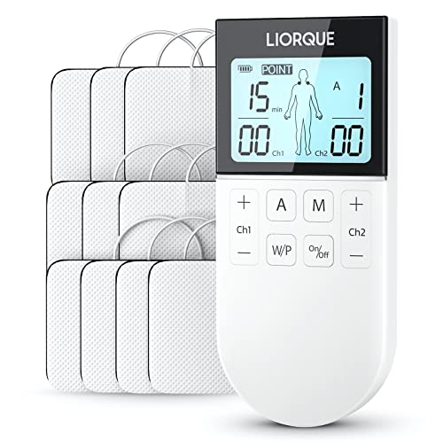 LIORQUE TENS Gerät Schmerztherapie 2 Kanäle Reizstromgeräte gegen Schmerzen mit 15 Modi und 10...