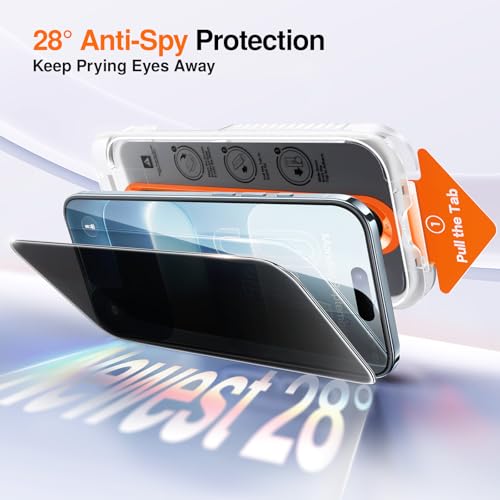Image of SMARTDEVIL 2 Pack Privacy Screen Protector for iPhone Air, Anti-Spy Tempered Glass Film, 9H Hardness Military Grade Shatterproof, Easy to Install, Auto Bubble-Free and Dust-Free Box, Case Friendly