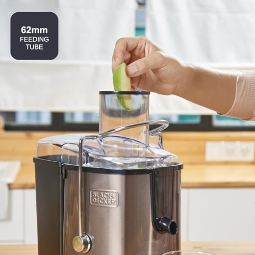 BLACK+DECKER - Centrifugeuse 600W | 2 Vitesses | Entrée Large 62mm | Réservoir Jus 0,55L & Pulpe 1,2L | Corps Inox Anti-Traces | Filtre Acier Inox Amovible | Système Sécurité & Anti-Goutte – Image 5