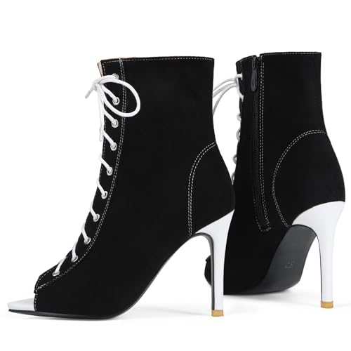 Image of Dance Heels High Heels for Women Open Toe Booties Party Sexy Mesh Sandals Lace Up