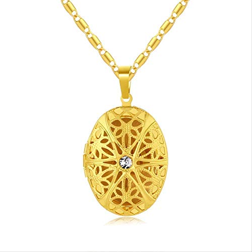 Preisvergleich Produktbild huangxuanchen co.,ltd Halskette Aushöhlen DIY Bilderrahmen Muslim Religiöse Anhänger Halsketten Für Gold Farbe Ellipse Frauen 45Cm