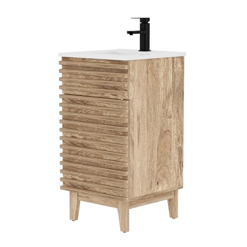 LUCKWIND 18" Bathroom Vanity with Sink Combo, Mid-Century Storage Cabinet