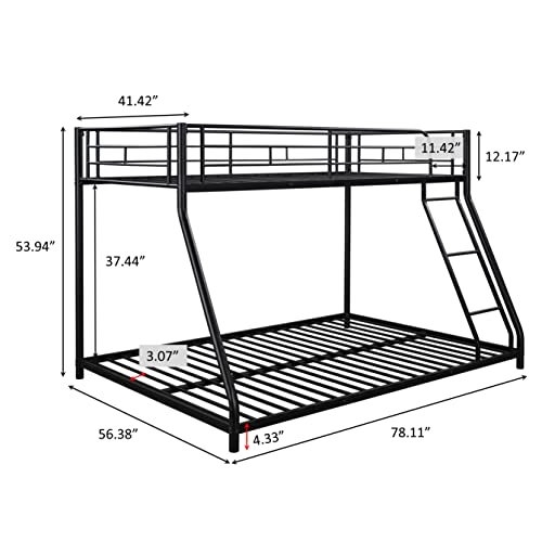 Bunk Beds Twin Over Full, Heavy Duty Metal Bed Frame With Safety Rail And Ladder For Dormitory Bedroom Boys Girls Adults,No Box Spring Needed,Black #TOP1