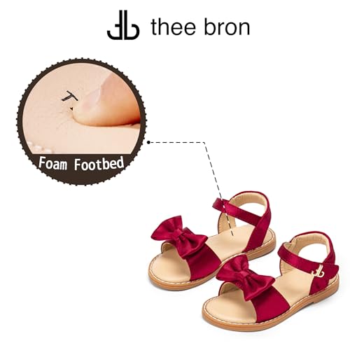 Image of THEE BRON Toddler Girls Sandals Wedding Flower Girl Dress Shoes Open Toe Flats