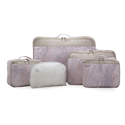Image of Traveler's Choice Cloverland Packing Cubes 5 Piece Set, Marble Pink