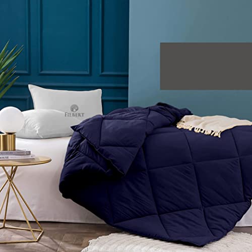 Image of Filbert - 400 GSM Microfiber Rajai King Size Comforter, Super Soft Heavy King Size Blanket for Winter Diamond Stitch (92 inch x 106 inch Inches /233cm x 269cm) - Comforter King Size|Navy Blue