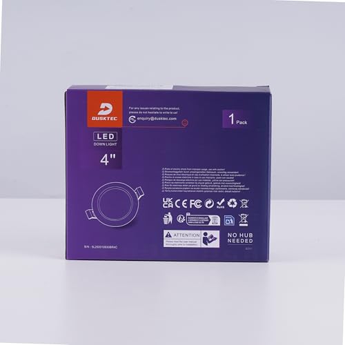DUSKTEC - Foco LED empotrable, RGBWW, conectada Alexa, 1 paquete, foco LED regulable RGB, color variable, 2700 K-6000 K, intensidad ajustable, 220 V, 10 W, Smart Spot empotrado, multicolor Bluetooth