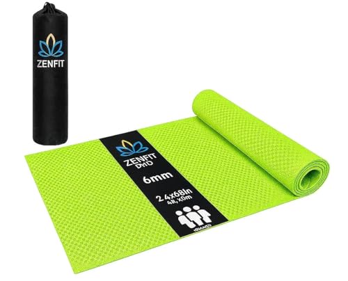 Image of Yoga Mat for Women & Men | High Density TPE Yoga Mat with 6mm Cushion | Non-Toxic, Sweat-Resistant & Double Sided Anti-Slip Exercise Mat | Lightweight & Portable with Carry Bag (Green)