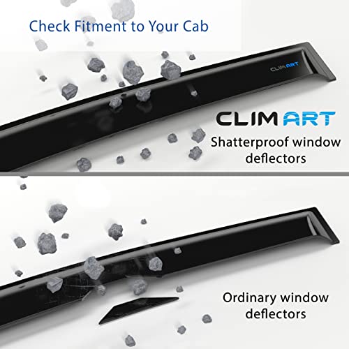 Image of CLIM ART in-Channel Incredibly Durable Rain Guards for Toyota Tundra 2007-2021 CrewMax, Original Window Deflectors, Vent Deflector, Vent Window Visors, Dark Smoke Truck Accessories, 4 pcs- 607066