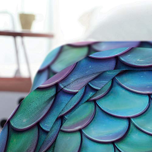 Flannel Fleece Bed Blanket 40 X 50 Inch Geometric Throw Blanket Lightweight Cozy Plush Blanket For Bedroom Living Rooms Sofa Couch - Fish Scale Mermaid #TOP4