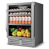 Velivi 24" Beverage Refrigerator Undercounter | 180 Can Capacity | Built-In Undercounter Cooler | Glass Door for Soda, Water, Beer | Home, Bar, or Office Use