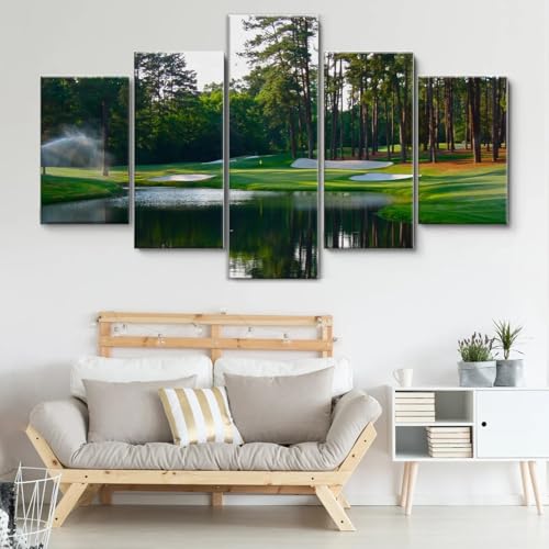 Impression sur toile decoration murale parcours de golf Augusta en 5 pièces
