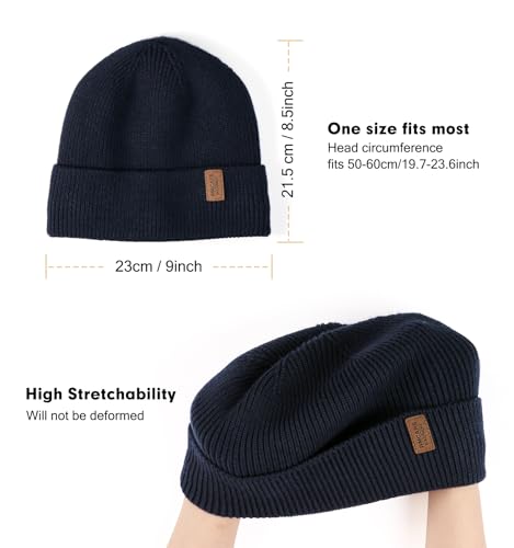 Image of Wmcaps Winter Beanie for Men Women, Fleece Lined Beanie Soft Warm Knit Hat Ski Stocking Cuffed Cap