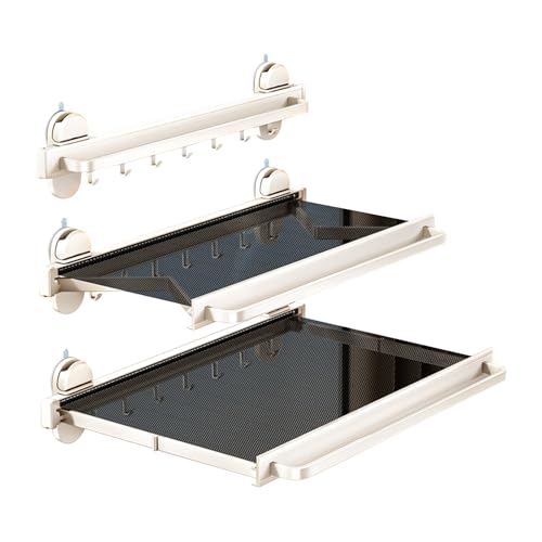 Tendedero de Aluminio Plegable Con Rejilla Secado Retráctil, Tendedero De Ropa Extensible, Con Varilla de Secado, Ahorra Espacio, Ahorro De Espacio Y Fácil Instalación, Tendedero de Malla Para Balcón(