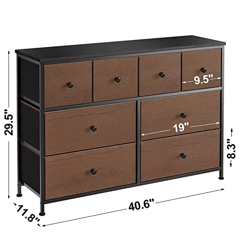 Reahome 8 Drawer Dresser For Bedroom Faux Leather Chest Of Drawers Closets Large Capacity Organizer Tower Steel Frame Wooden Top Living Room Entryway Office (Espresso) #TOP2