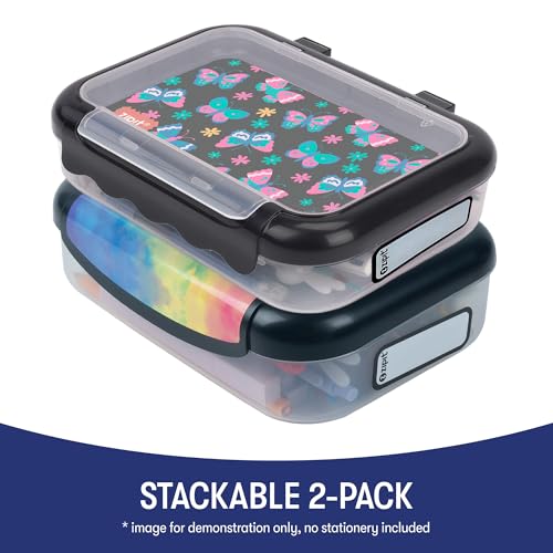 Image of ZIPIT: Pencil Box Bundle: Rainbow & Butterflies - Recycled Plastic Cases, Large Capacity Storage Organizers, School Supplies-Stationary, Kid-Girl-Boy