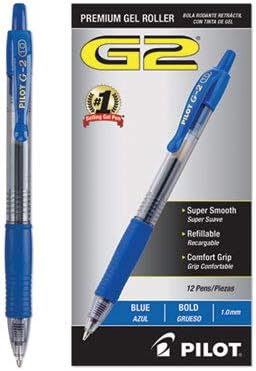 G2 Premium Retractable Gel Ink Pen, Refillable, Blue Ink, 1mm, Dozen