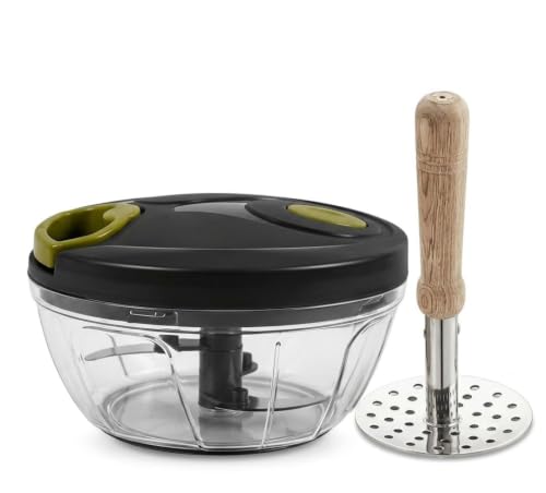 Image of Choose New SK Vegetable Chopper & Potato Masher Combo Pack | Manual Food Chopper with Stainless Steel Potato Masher | Multipurpose Kitchen Tool Set | Easy to Clean | Durable Kitchen Accessories