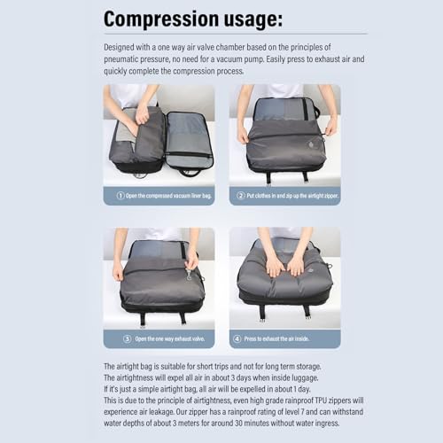 Yoidesu Vacuum Backpack with Air Pump, 35 to 50L Expandable Large Backpack with Detachable Vacuum Compression Bag, Rainproof Travel Backpack with USB Charging Port4