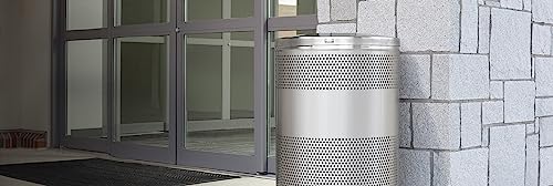 Image of Rubbermaid Commercial Products Classic Open Top Outdoor Trash Can, 51-Gallon, Round Stainless Steel, Garbage Bin for Mall /Stadium /Office /Lobby /Restaurant