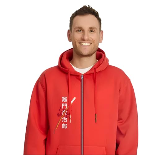 Image of Anime Zipper Hoodie for Men Stylish | Regular Fit Demon - Slayer Printed Hoodie | Cotton Fleece Long Sleeve Zip Up Hoodie Sweatshirts