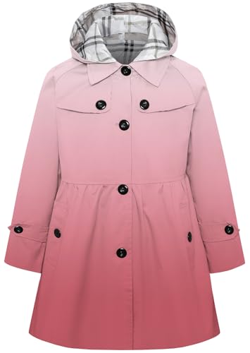 Image of Betusline Girl's Single Breasted Trench Coat Hooded Dress Coat Outerwear, 2-14 Years