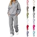 Jogginganzug Damen,Jogginganzug Damen Set Hausanzug Trainingsanzug Herbst Winter Kuschelig 2 Teile Tracksuit Hoodie und Jogginghose Warme Zweiteiler Loungewear Langarm mit Kapuze Streatwear Grau L