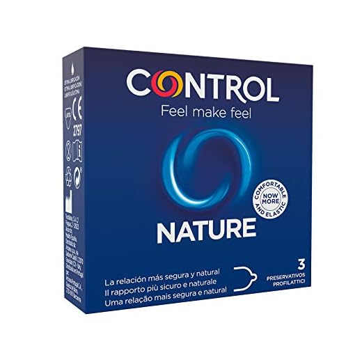 Control Preservativos Nature. Caja de 3 Condones para un Placer Natural, Lubricados, Sexo Seguro. Disfruta de unos Preservativos con Ajuste Perfecto para una Relación Segura.