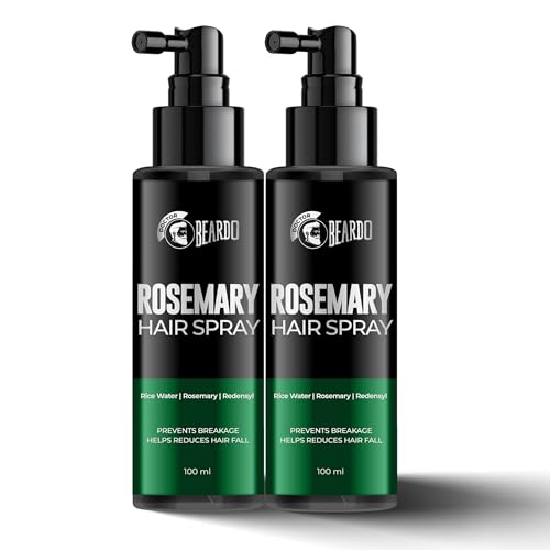 Image of Beardo Rosemary Hair Spray with Redensyl & Rice Water | Activates Natural Hair Growth, Reduces Hair Fall & Breakage | Strengthens Roots | Non-Sticky Daily Hair Tonic for Men- 100ml (Pack of 2)