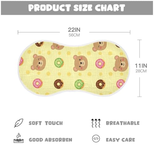 Cute Bear Donut Yellow Baby Burp Cloths Cotton Washcloths Soft Absorbent Burping Rags for Baby Boy Girl Muslin Burp Cloths 4 Pack4
