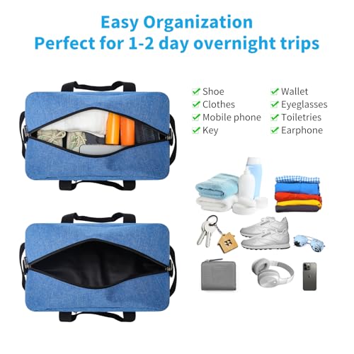 Image of Apenze Small Gym Bag 14 inch lightweight Carry On Mini Duffel Bag for Travel Sport - Denim Blue