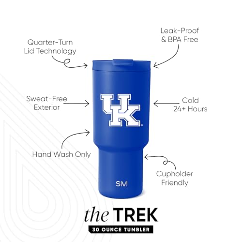 Image of Simple Modern Kentucky Wildcats Tumbler with Straw | 30oz | Collegiate | Trek Officially Licensed University of Kentucky Insulated Water Bottle, Travel Mug | Football Gift for Men, Dad, Him, Her
