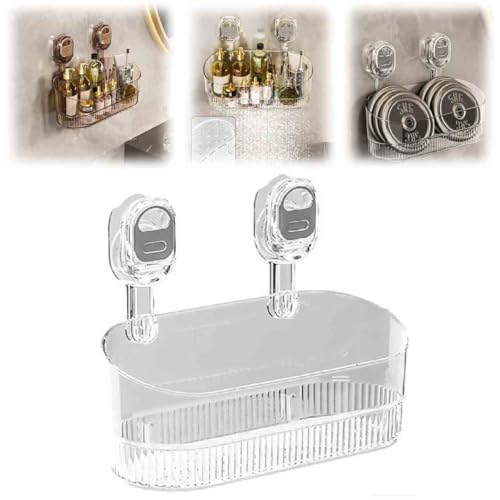 Caja De Almacenamiento Con Ventosa Para BañO Sin Taladro,Estante Ducha Ventosa,Cesta De Ducha Colgante,Gran Capacidad Y Fuerte Soporte De Carga,Organizador De Ducha Para BañO,Cocina,Ducha (abierto)