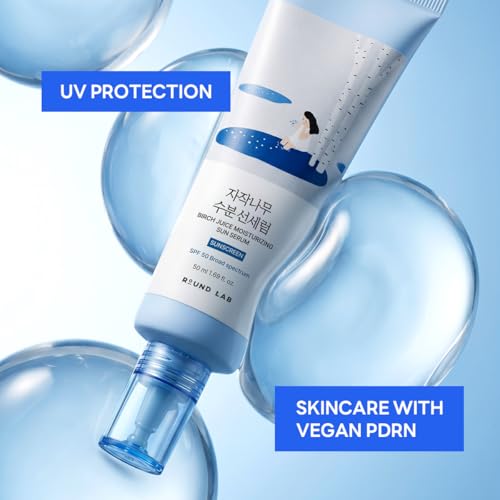 Image of ROUND LAB Birch Juice Moisturizing Sun Serum SPF 50, 1.69 Fl Oz