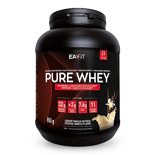 WHEY PROTEIN - Vanille - EAFIT - Marque Française N°1 en Nutrition Sportive - 32g de Proteine Whey - BCAA - Shaker Proteine - Pre Workout, Musculation - Protéines...
