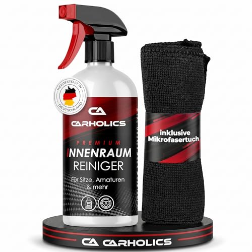 CARHOLICS Auto Innenraum Reiniger Set (500ml) inkl. Mikrofasertuch Made in Germany - Cockpit Reiniger Innenraumreiniger für Kunststoff Polsterreiniger Cockpitpflege Auto auto reinigungsset innenraum