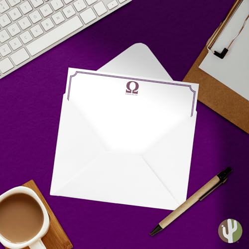 Image of Desert Cactus Omega Psi Phi 10 Pack Notecards OPP Omega Man Divine 9 Stationery Cardstock Includes Envelopes Memo Party Thank You (Notecard Design D)
