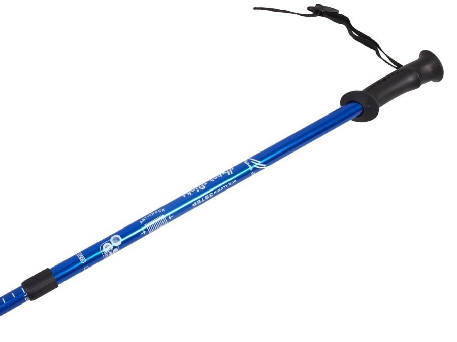Set da 2 pezzi per la camminata nordica, bastoni da trekking, lunghezza 65 – 135 cm, diversi colori, con sistema ammortizzante (blu)