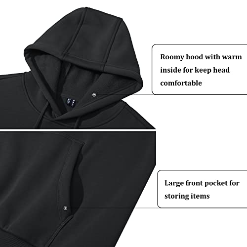 Tacvasen Men's Casual Fleece Hoodie Fashion Athletic-Fit Cycling Workout Fleece Hooded Sweatshirt Black, L #TOP3