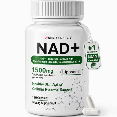 FANCYENERGY NAD+ Supplement Liposomal NAD Nicotinamide Riboside Resveratrol 1500 mg - Anti-Aging & Brain Health Improve Energy - Specifically for Women and Men 120 Cout
