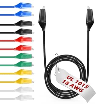 12pcs/20in. Alligator Clips Electrical with Wires UL1015/18AWG, 6 Colors Jumper Test Leads Set, 1.77in. Clips Soldered with Wires- EDGELEC