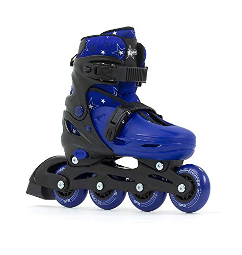 SFR Skates SFR Plasma Adjustable Inline Skates Unisex Children's Skating, Youth, Black/Blue, 29-33