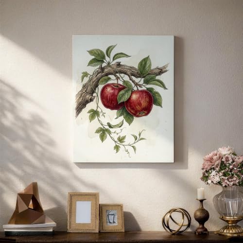 Lienzo botánico artístico de ramas de verano rojas con acabado premium 5