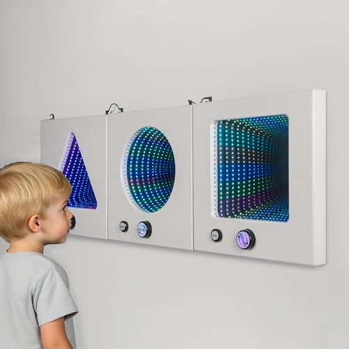 Infinity Trio Mirrors – LED Wall Set with Rotating Tunnel-Light