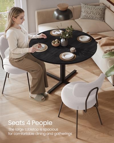 Image of VASAGLE Dining Table, Small Round Kitchen Table for 4 People, 31.5 x 29.4 Inches, for Dining Room, Living Room, Modern, Water-Resistant, Ebony Black UKDT082B101S