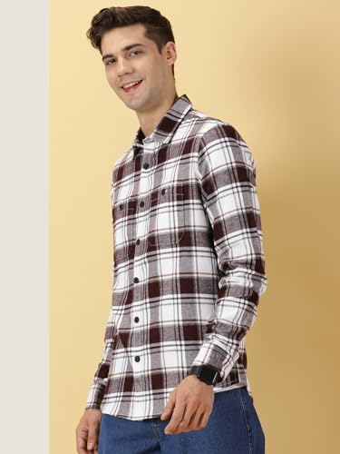 Image of Thomas Scott Men's | Checks | Full Sleeve | Regular Fit | 100% Cotton | Double Pocket | Spread Collar | Casual Shirt