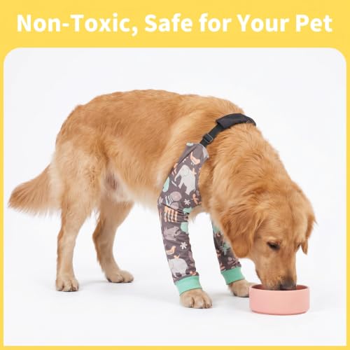Image of LovinPet Dog Elbow Protector Anti-Licking Elbow Sleeve, Adjustable, Comfortable & Durable Front Leg Guard for Medium to Large Dogs, Prevents Licking and Chewing,Dog Sleeve,Green Grey