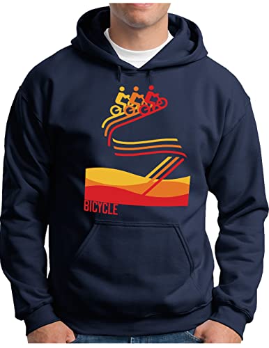 Sweat à capuche de vélo rétro bleu marine parfait pour les sorties de cyclisme sur route du weekend